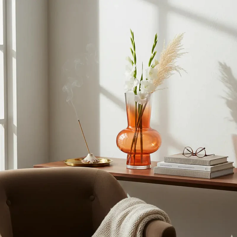 Orange Ombre Tall Flower Vase