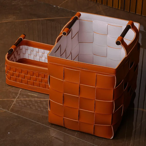 Woven Leather Basket