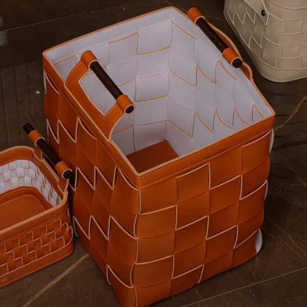 Woven Leather Basket