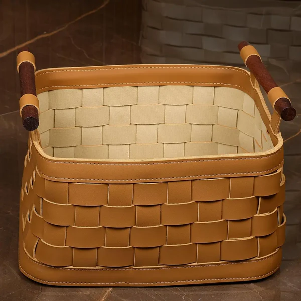 Soiree Leather Basket - Brown Large