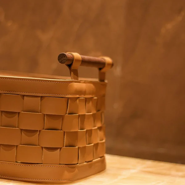 Soiree Leather Basket - Brown Large