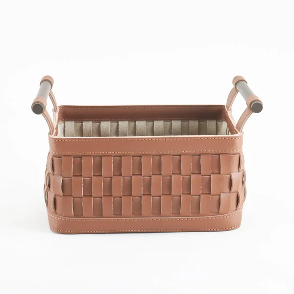 Soiree Leather Basket - Brown Large
