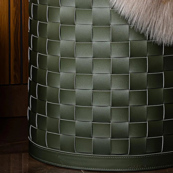 Leather Laundary Basket With Lid - Large