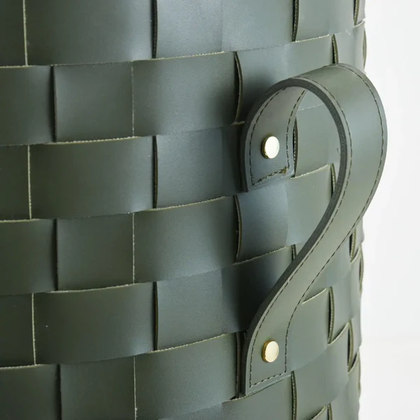 Leather Laundary Basket With Lid - Large