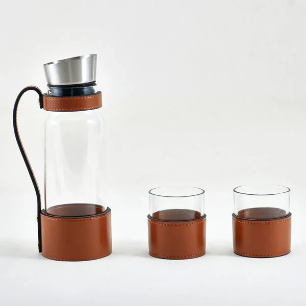 Leather Water Jug With Cups