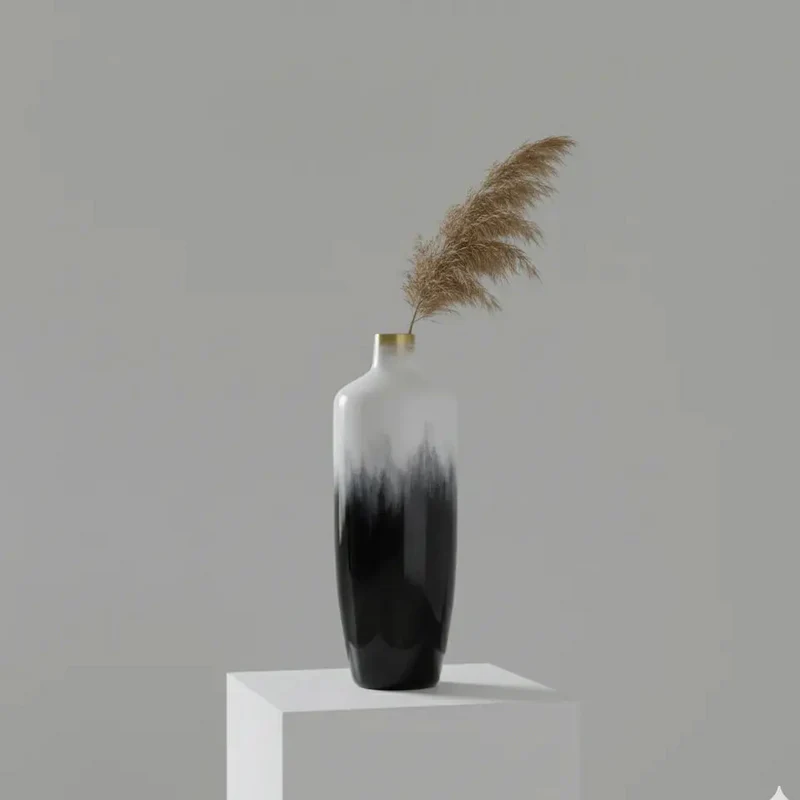 Wooden Horizon Short Vase