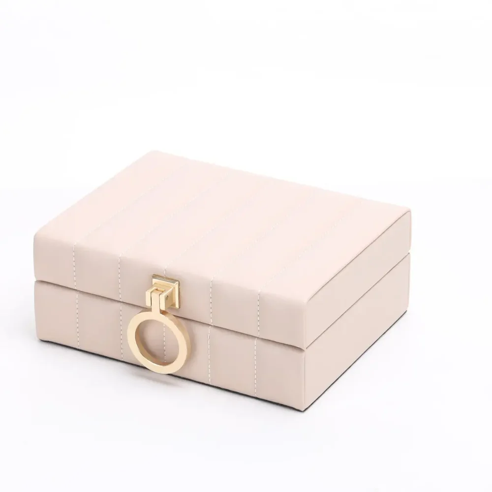 Leather Storage Box - Beige
