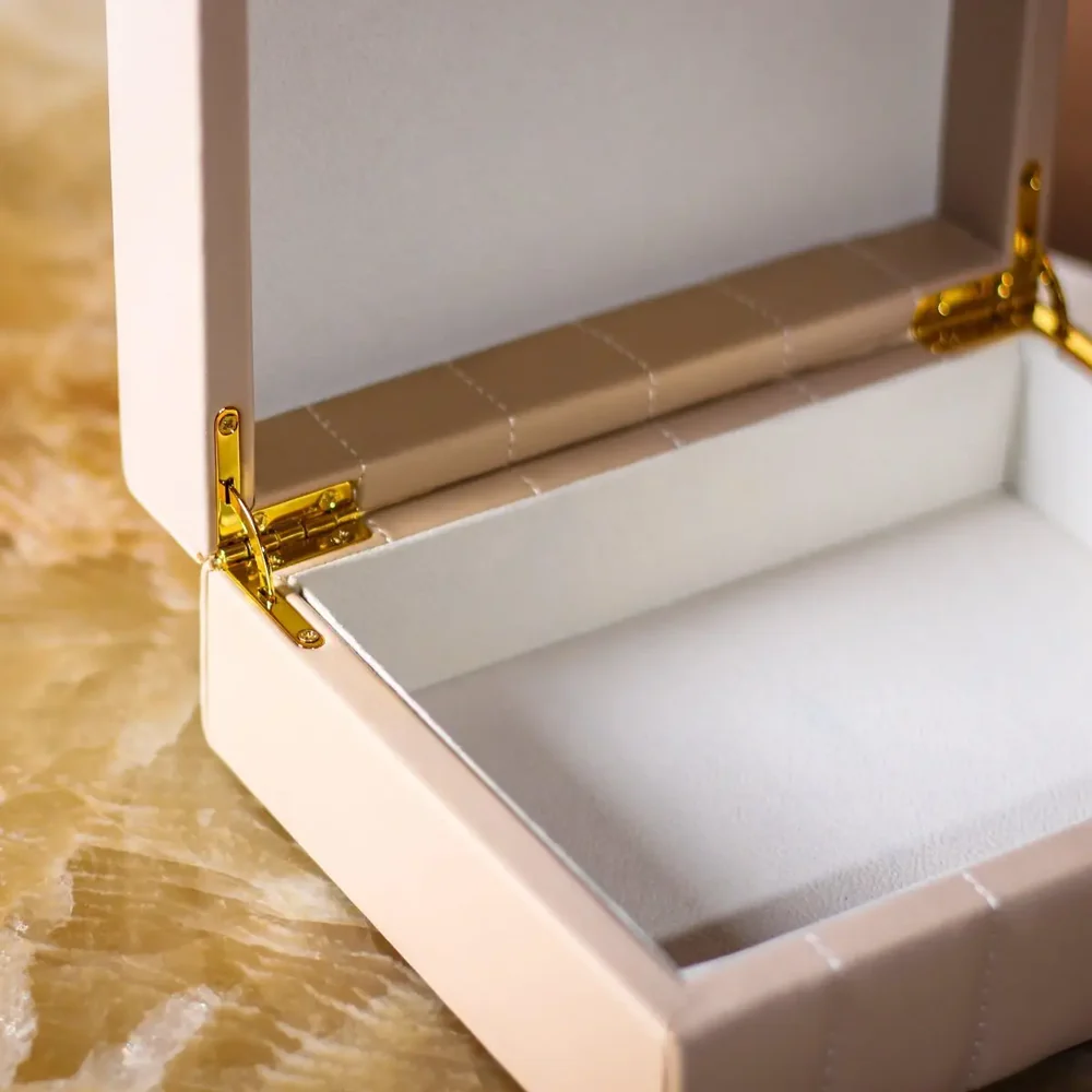 Leather Storage Box - Beige