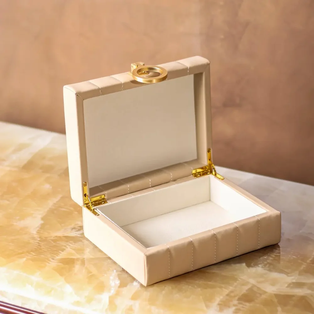 Leather Storage Box - Beige