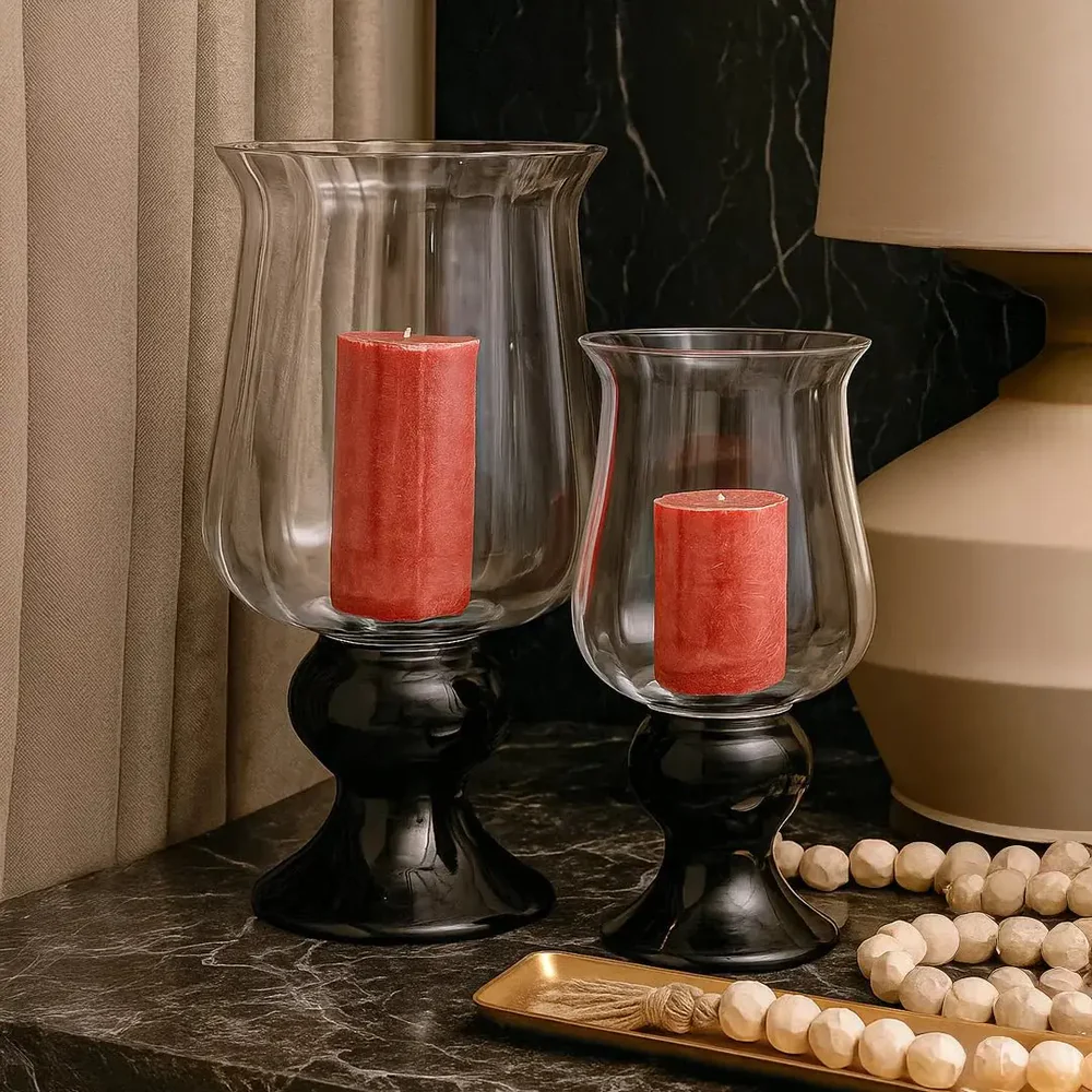 Radiant Clear Vase With Black Base - Small