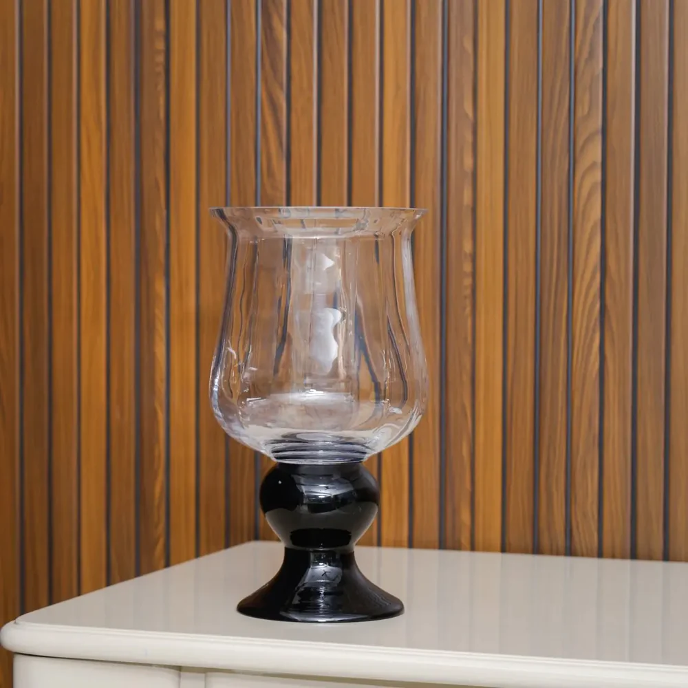 Radiant Clear Vase With Black Base - Small