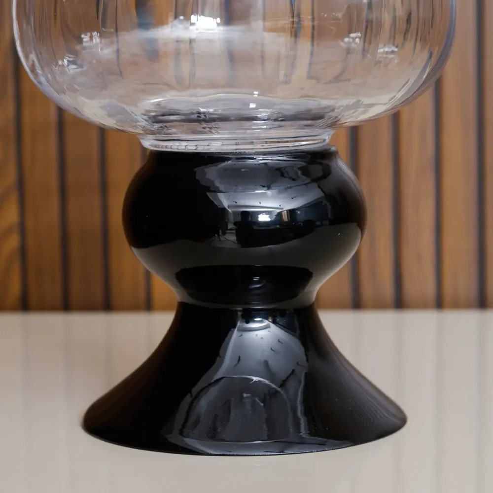 Radiant Clear Vase With Black Base - Small