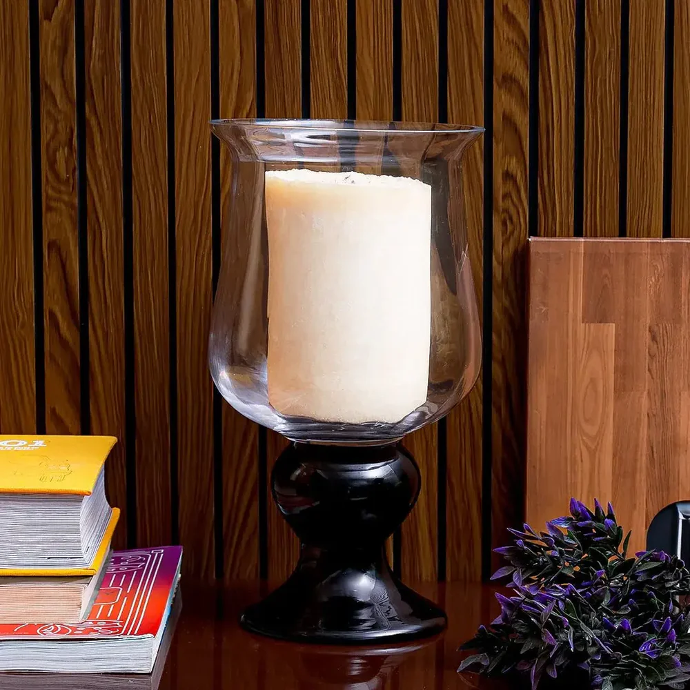 Radiant Clear Vase With Black Base - Small